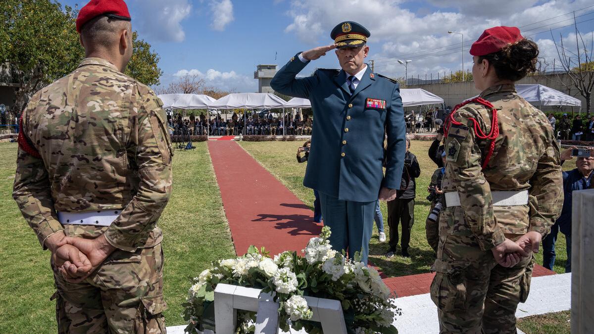 A peacekeeper salutes.