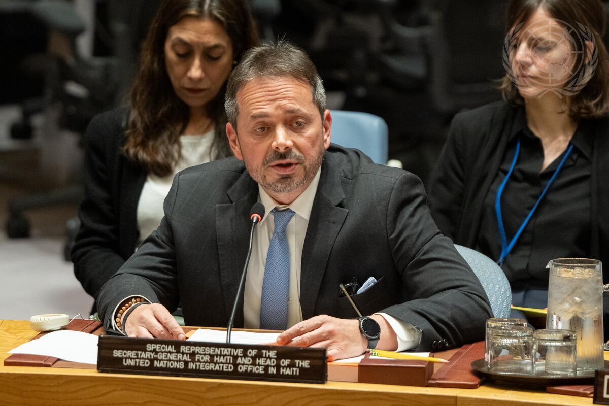 Carlos Ruiz Massieu, Special Representative of the Secretary-General for Haiti and Head of the United Nations Integrated Office in Haiti, briefs the Security Council meeting on the question concerning Haiti and the United Nations Integrated Office in Haiti.